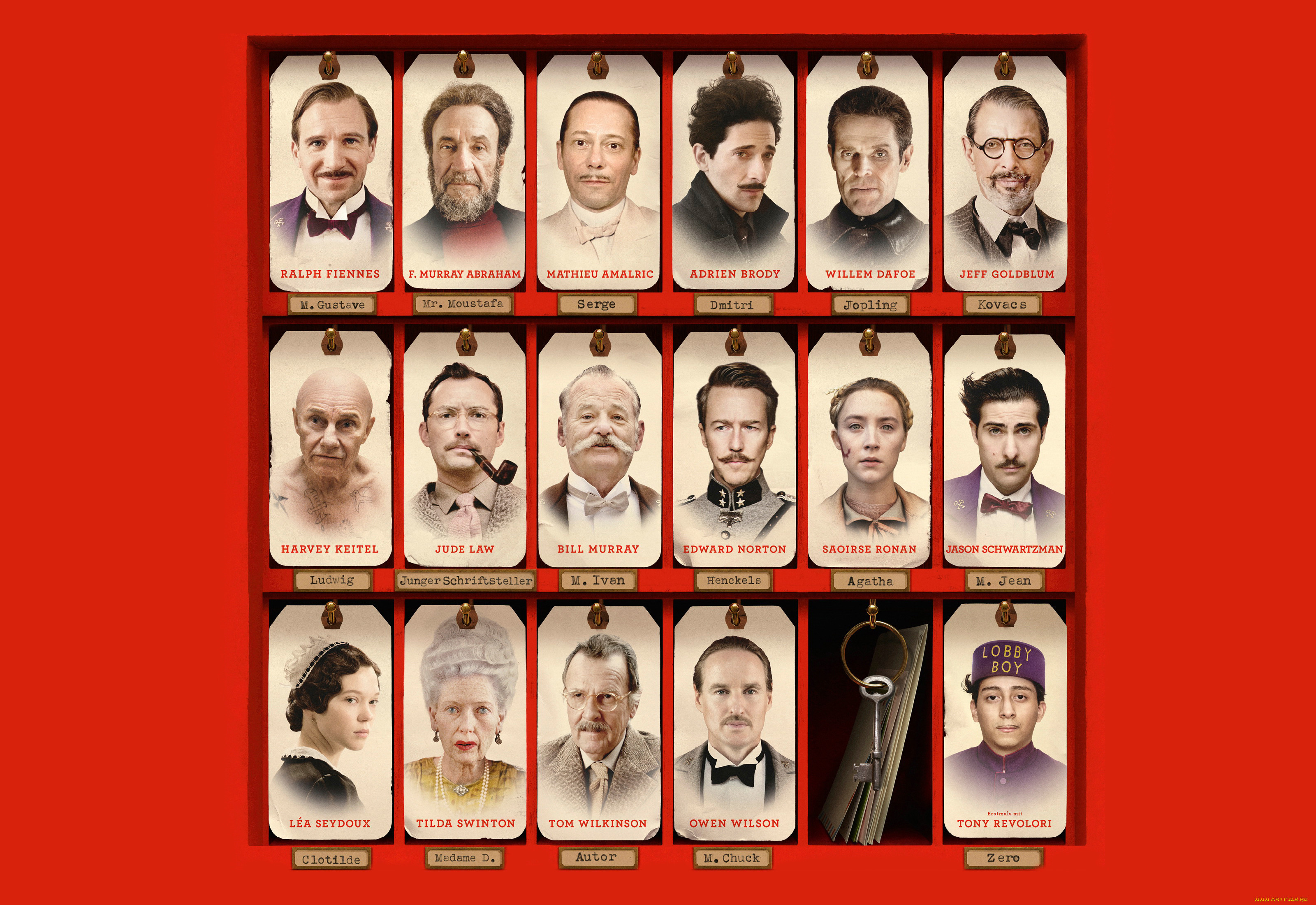 the grand budapest hotel,  , bill, murray, edward, norton, harvey, keitel, tilda, swinton, la, seydoux, , , , ralph, fiennes, saoirse, ronan, adrien, brody